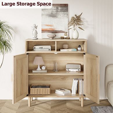 36 Inch Rattan Sideboard Cabinet with 2 Doors