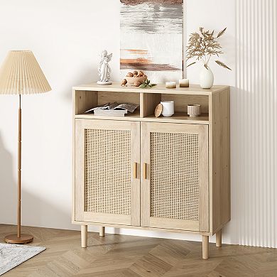 36 Inch Rattan Sideboard Cabinet with 2 Doors