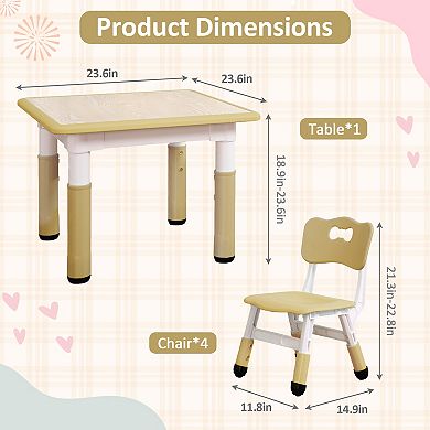 Kids Table and Chairs Set with 4 Seats