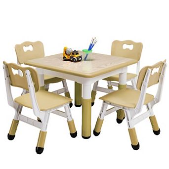Kids Table and Chairs Set with 4 Seats