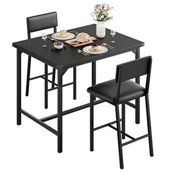 Space-Saving 3 pc Counter Height Dining Table Set for 2