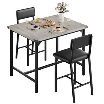 Space-Saving 3 pc Counter Height Dining Table Set for 2