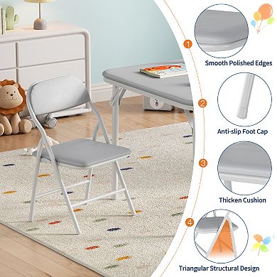 3 Piece Boys Girls Folding Table and Chairs Set
