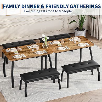 Modern 3-Piece Dining Table Set for 4