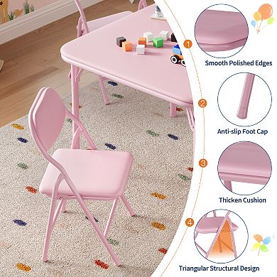 5 Piece Boys Girls Folding Table and Chairs Set