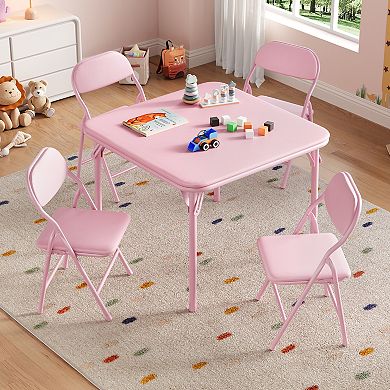 5 Piece Boys Girls Folding Table and Chairs Set