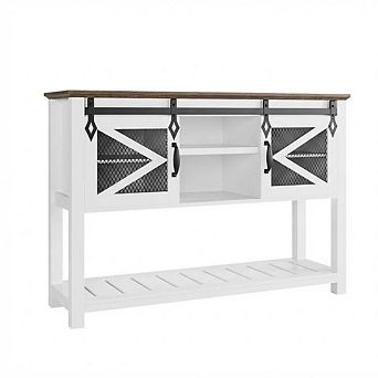 Farmhouse Entryway Table with Sliding Barn Doors