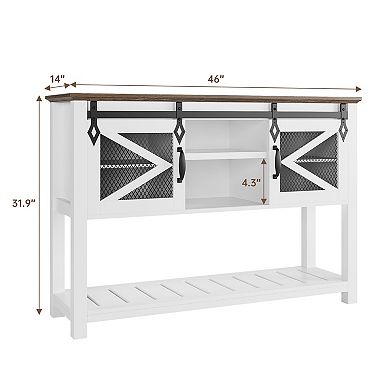 Farmhouse Entryway Table with Sliding Barn Doors