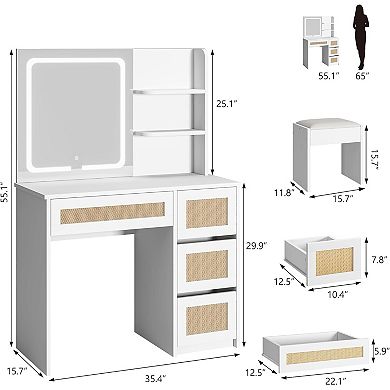 Rattan Vanity with Mirror