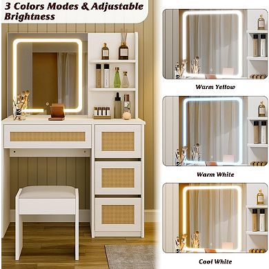Rattan Vanity with Mirror