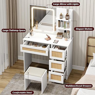 Rattan Vanity with Mirror