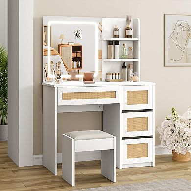 Rattan Vanity with Mirror