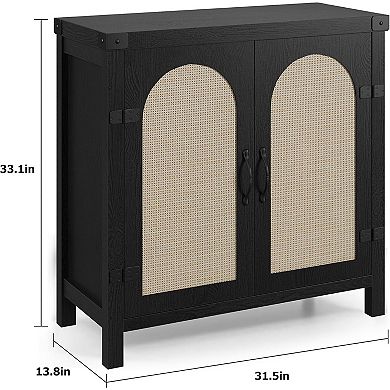 31.5 Inch Small Rattan Buffet Cabinet Set Of 2