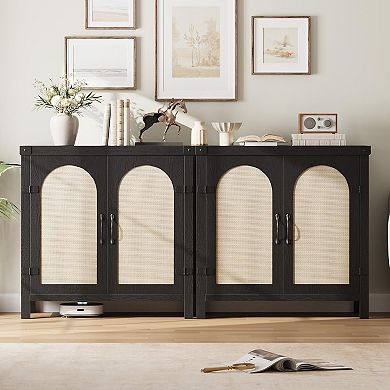 31.5 Inch Small Rattan Buffet Cabinet Set Of 2