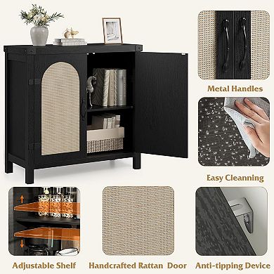 31.5 Inch Small Rattan Buffet Cabinet Set Of 2