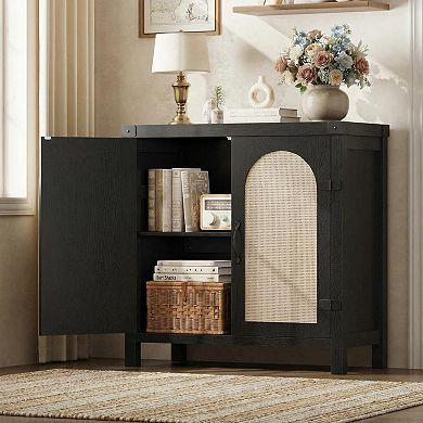 31.5 Inch Small Rattan Buffet Cabinet Set Of 2