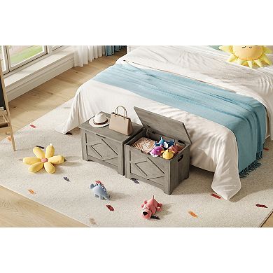 24 in Wooden Storage Chest Bench for Bedroom