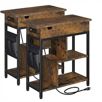 Set of 2 End Table with Charging Station