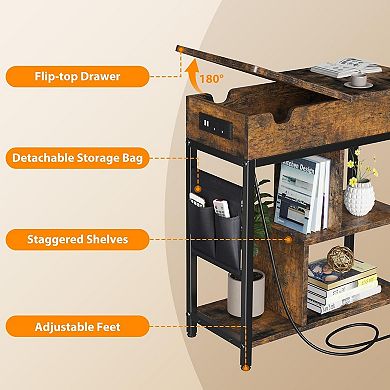 Set of 2 End Table with Charging Station
