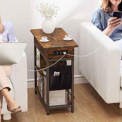 Set of 2 End Table with Charging Station