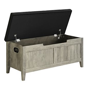 39'' Wooden Flip-Top Storage Bench with Padded Seat