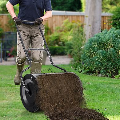 24 Inch Peat Moss Spreader with 2.7 Cu Ft Mesh Drum and U Shaped Handle