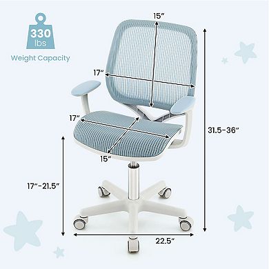 Kids Mesh Desk Chair with Swivel Seat and Adjustable Height