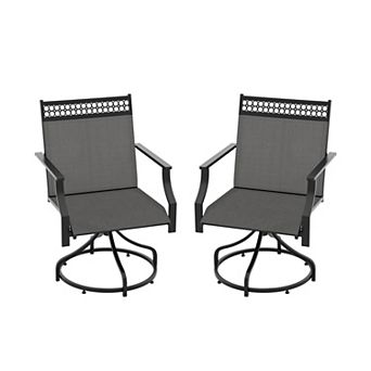 Patio Swivel Dining Chairs Set of 2 with 360 Degree Swivel Metal Frame