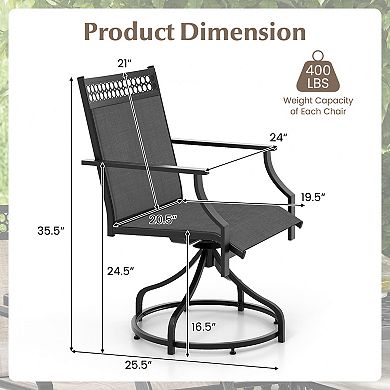 Patio Swivel Dining Chairs Set of 2 with 360 Degree Swivel Metal Frame