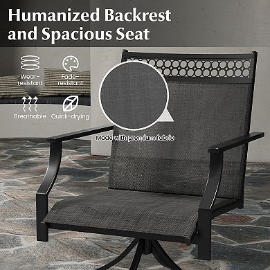 Patio Swivel Dining Chairs Set of 2 with 360 Degree Swivel Metal Frame