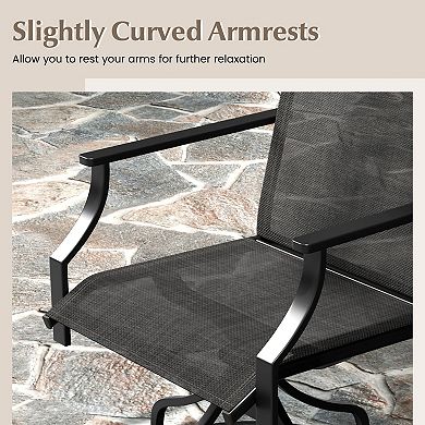 Patio Swivel Dining Chairs Set of 2 with 360 Degree Swivel Metal Frame