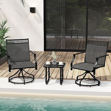 Patio Swivel Dining Chairs Set of 2 with 360 Degree Swivel Metal Frame