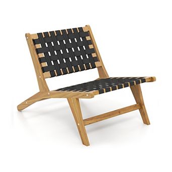 Teak Accent Chair with Woven Webbing Seat and Backrest