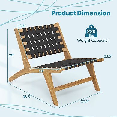 Teak Accent Chair with Woven Webbing Seat and Backrest