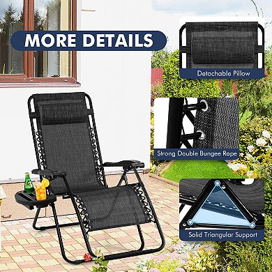 Zero Gravity Reclining Lounge Chair Folding Patio Chair With Utility Tray