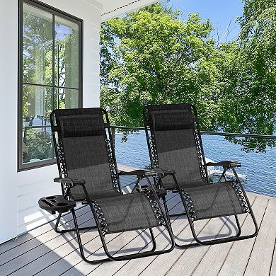 Zero Gravity Reclining Lounge Chair Folding Patio Chair With Utility Tray
