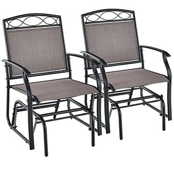 Set of 2 Outdoor Metal Glider Chairs with Weather-Resistant Fabric