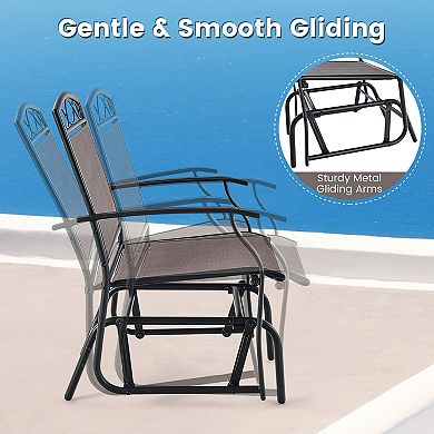 Set of 2 Outdoor Metal Glider Chairs with Weather-Resistant Fabric