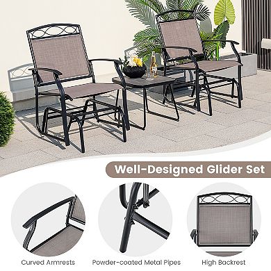 Set of 2 Outdoor Metal Glider Chairs with Weather-Resistant Fabric