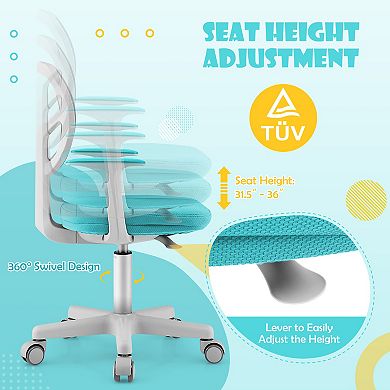 Adjustable Kids Desk Chair With Auto Brake Casters And Lumbar Support