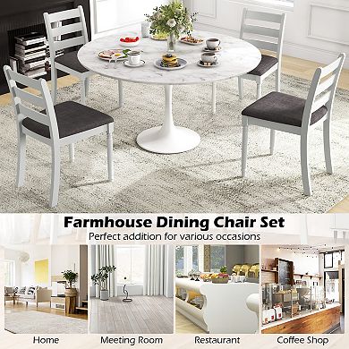 Upholstered Dining Chairs Set of 2 with Solid Wood Frame