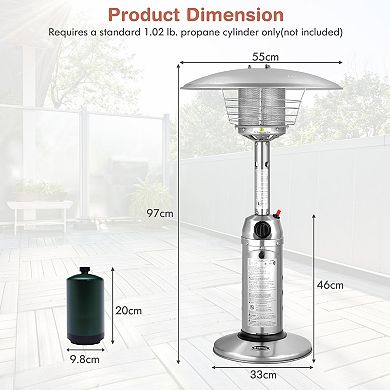 Portable Patio Heater 13000 BTU Tabletop Propane Heater Stainless Steel