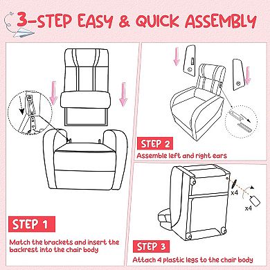 Kids Recliner Chair with Footrest and Side Pockets