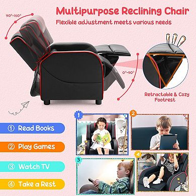 Kids Recliner Chair with Footrest and Side Pockets