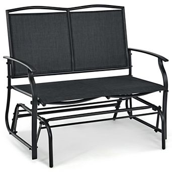 Patio Rocking Loveseat Chair with Steel Frame and Textilene Seat