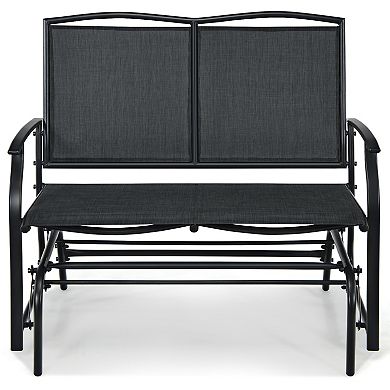 Patio Rocking Loveseat Chair with Steel Frame and Textilene Seat