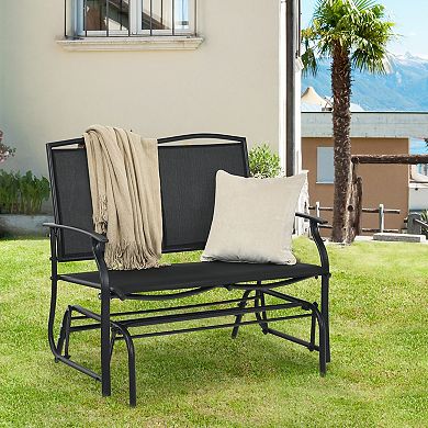 Patio Rocking Loveseat Chair with Steel Frame and Textilene Seat