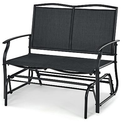 Patio Rocking Loveseat Chair with Steel Frame and Textilene Seat