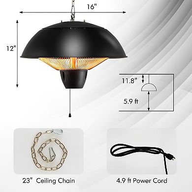 1500W Electric Patio Heater With 360 Degree Infrared Warmth