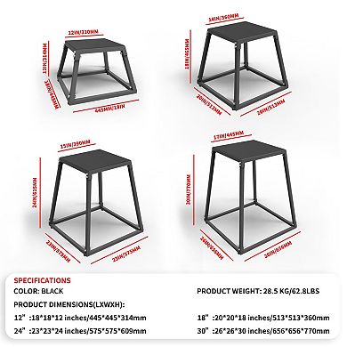 Plyometric Jump Box Set (12, 18, 24, 30 Inch)